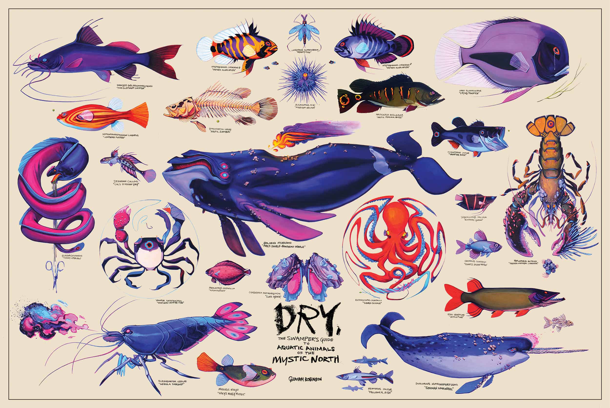 DRY: The Swamper's Guide to Aquatic Animals of the Mystic North - Limited  Edition Poster - Graham Robinson Art